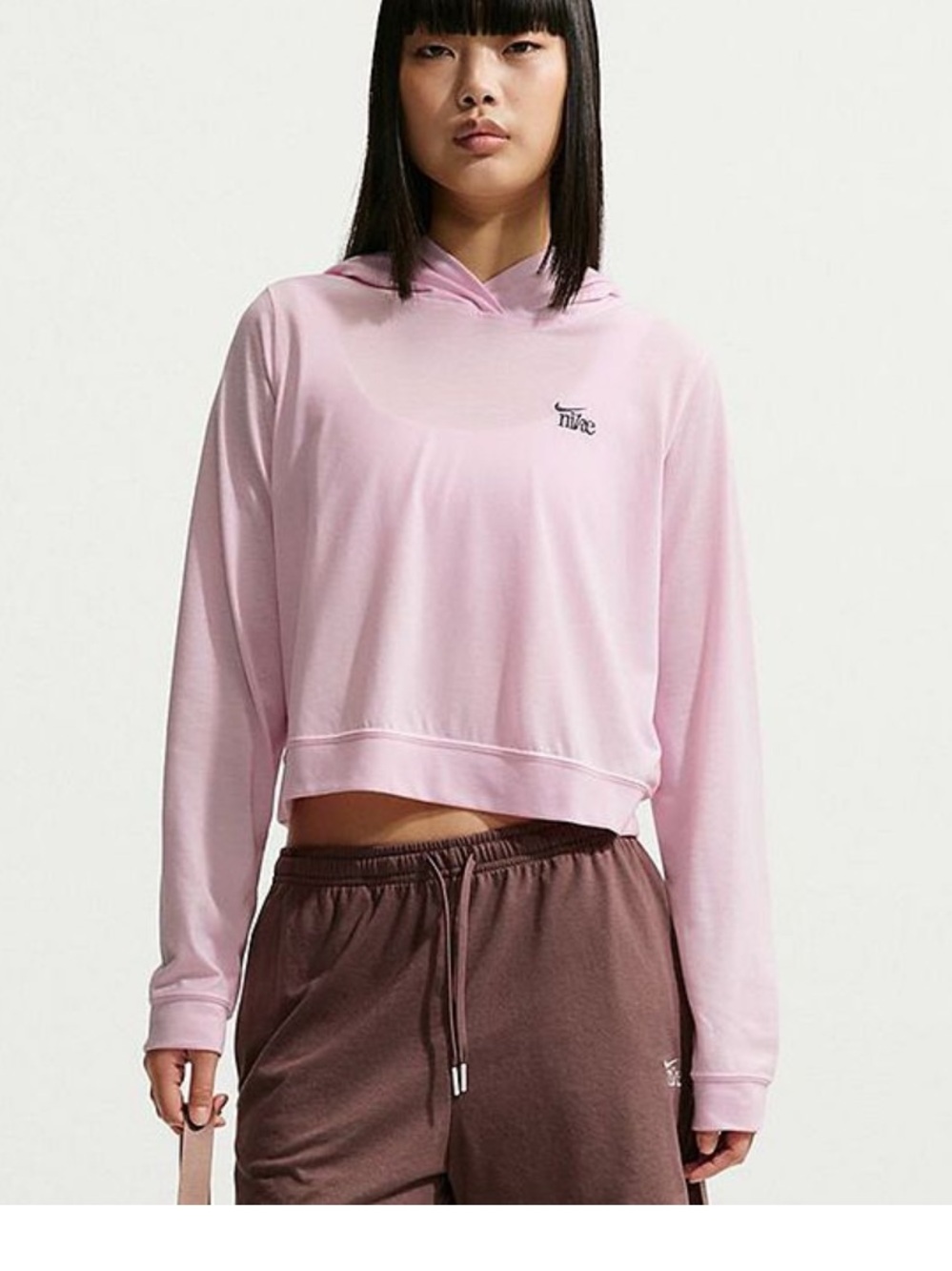 Nike Women's knit chilly Pink Cropped Hoodie- med